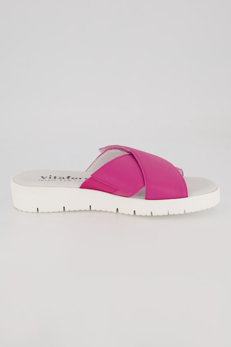 Vitaform Leder-Pantoletten, Klettriegel, Weite H