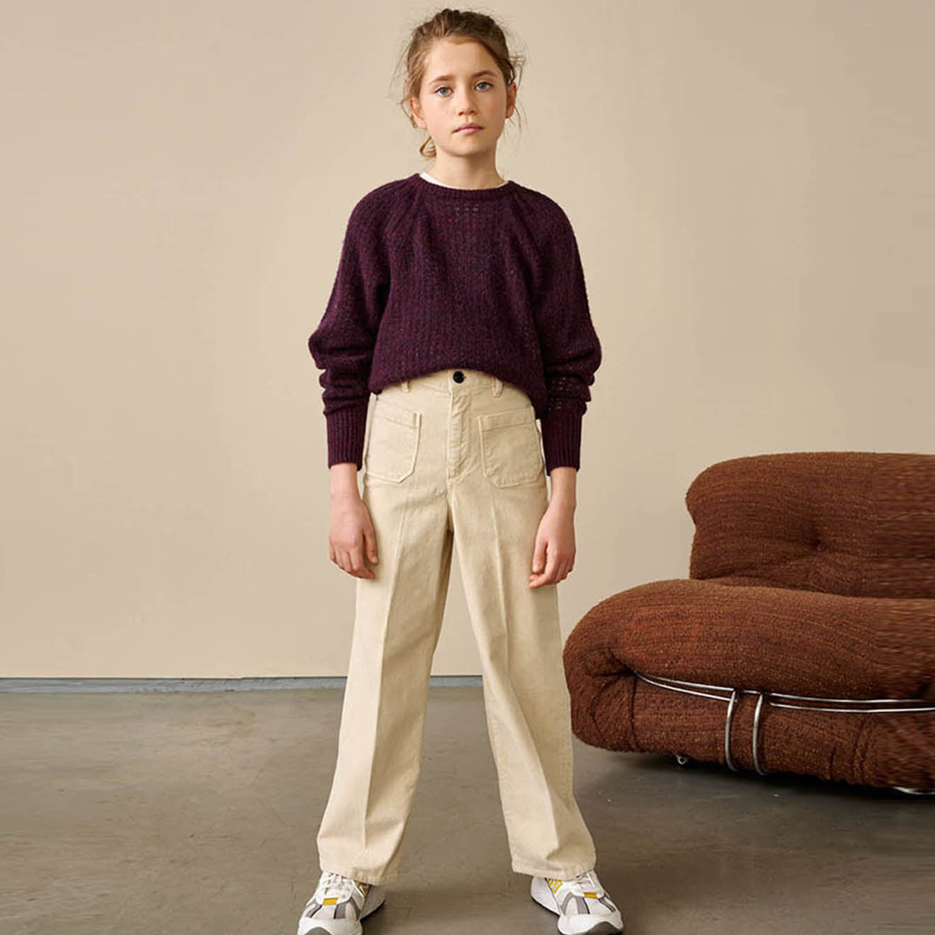Bellerose Pantalon Pepy en Velours de coton côtelé calcaire