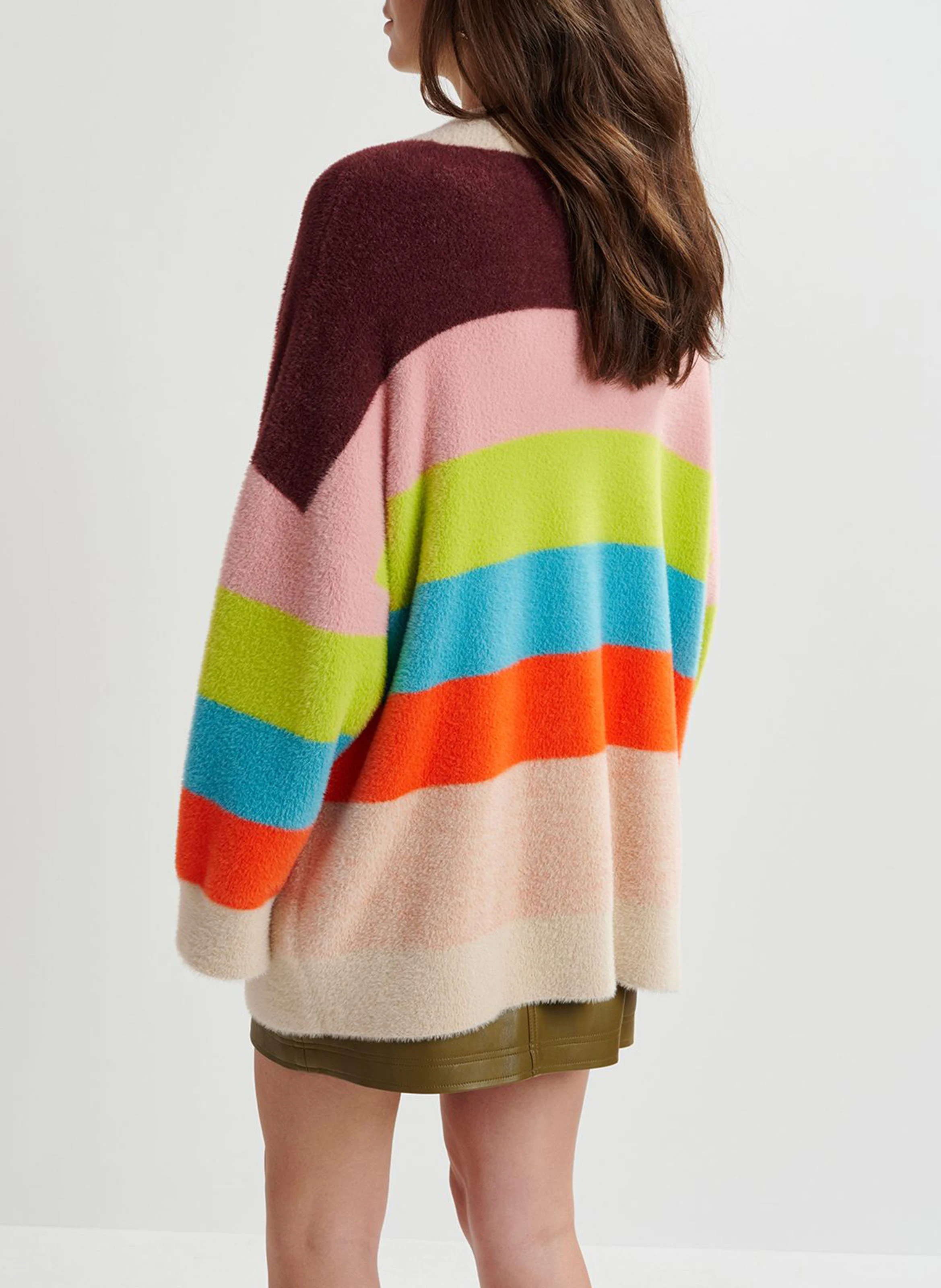 GAAN - Gilet ample col V à rayures | Multicolore
