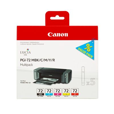 Canon PGI-72 - Pack de 5 - noir mat, cyan magenta, jaune, rouge - cartouche d'encre originale