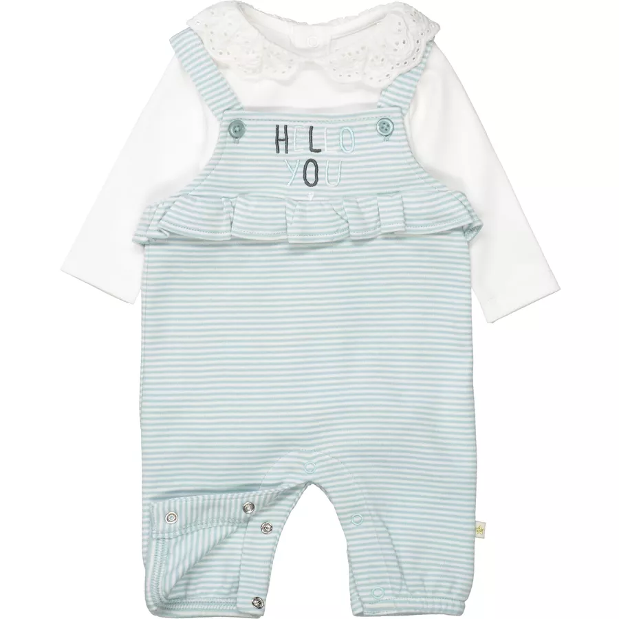 Staccato Strampler+Shirt aqua sky gestreift