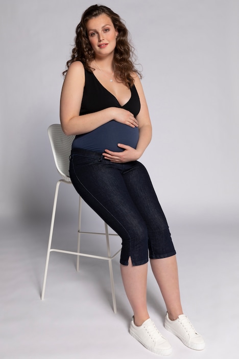 Bellieva-Capri Jeans, Umstandshose, Elastikbund, Biobaumwolle, GOTS