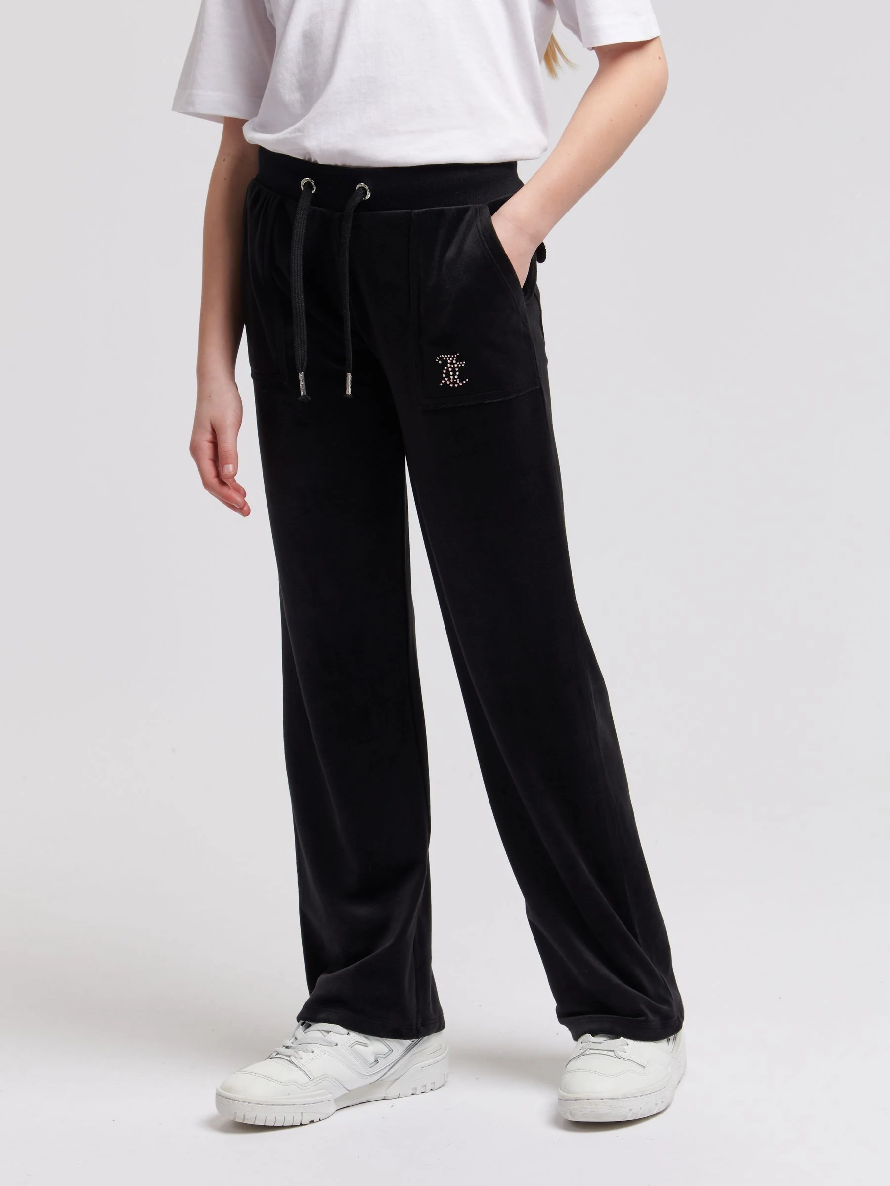 Zwart - Juicy Couture mini-joggingbroek met wijde pijpen en diamanté voor meisjes