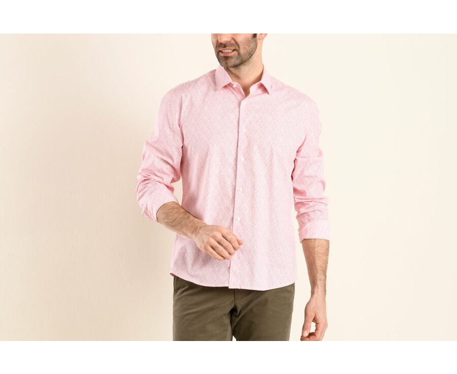Chemise blanche imprimée motifs rouges - Col français - MARIUS