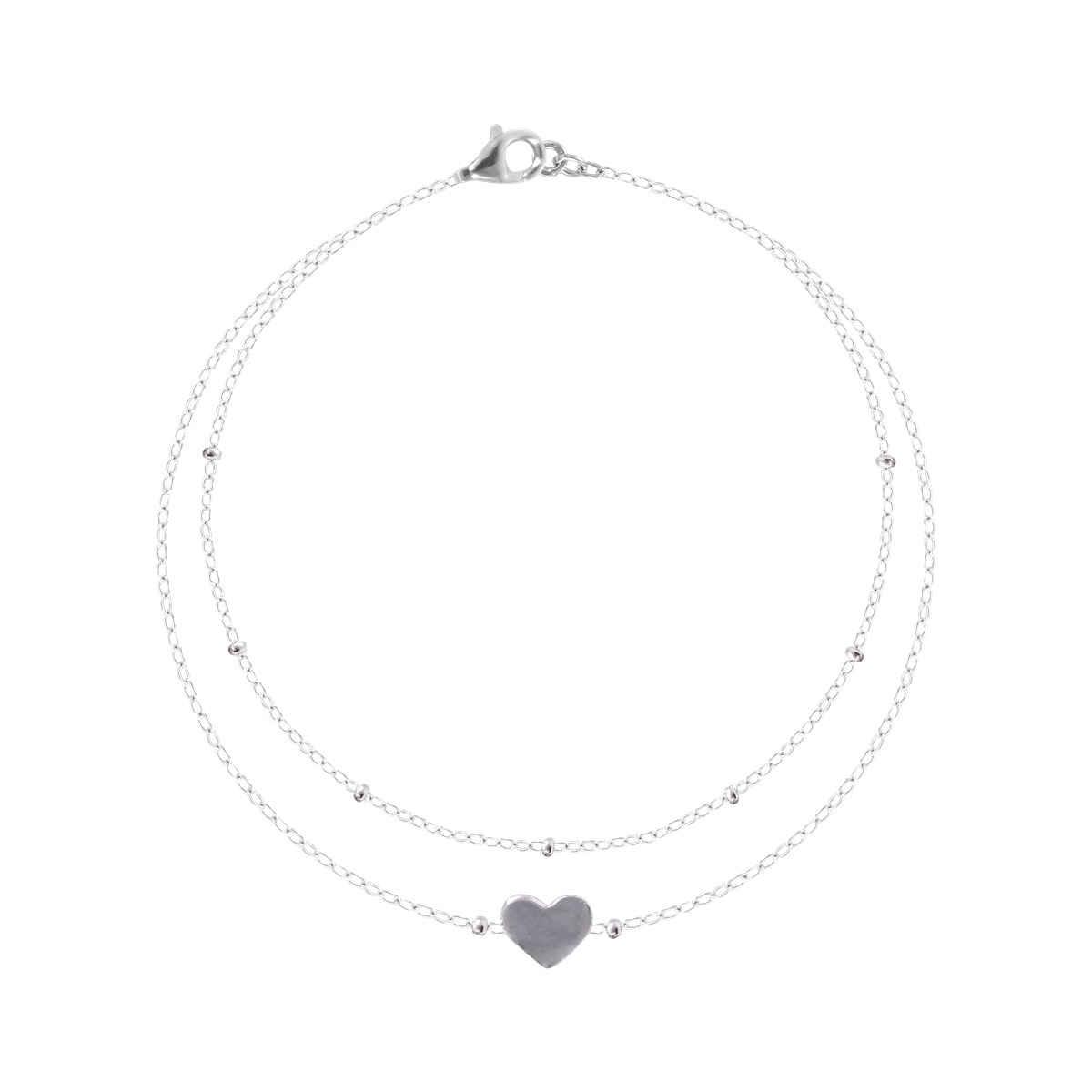 Bracelet coeur en argent 925 rhodié