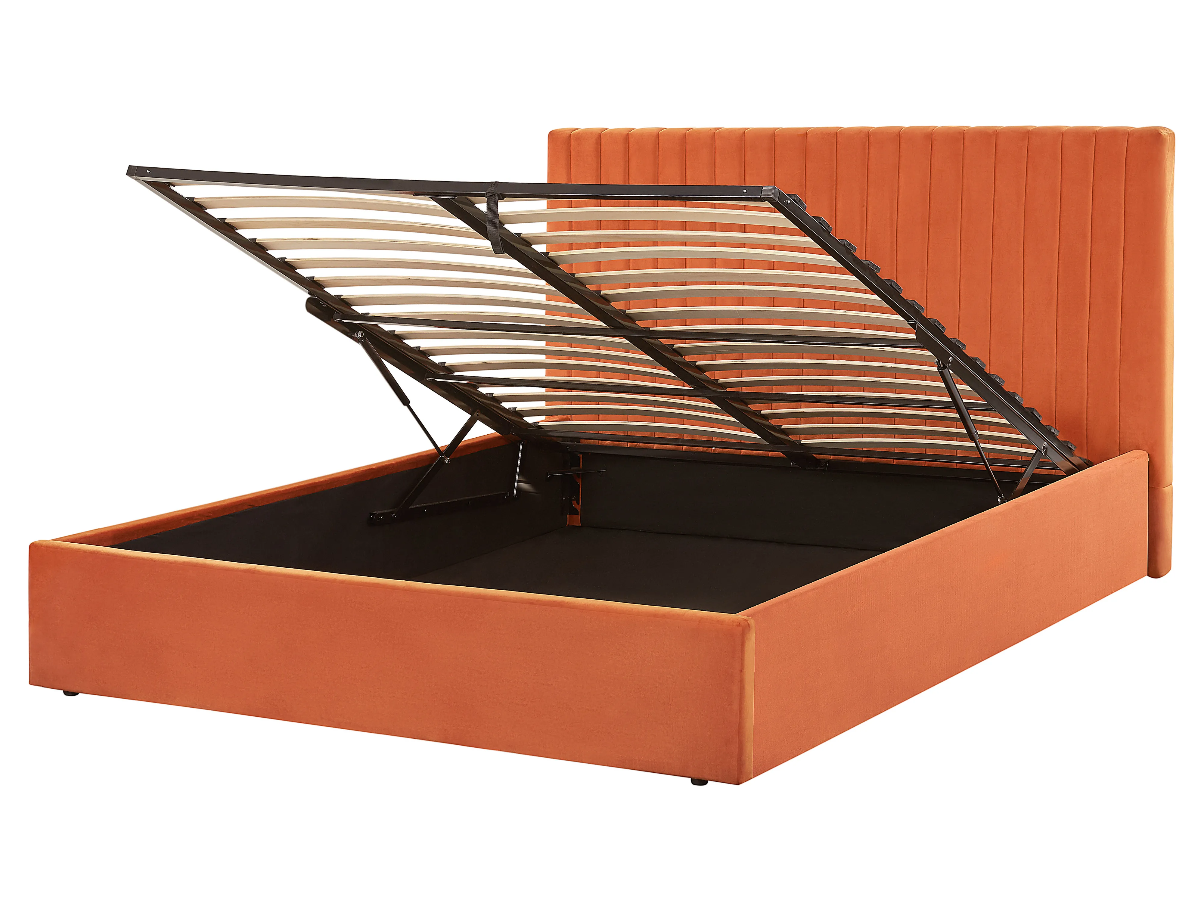 Bed met opbergruimte Fluweel VION 160 x 200 cm Oranje