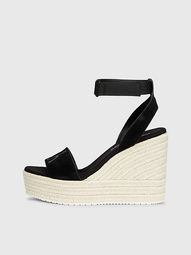 Sandálias espadrille de camurça com salto plataforma