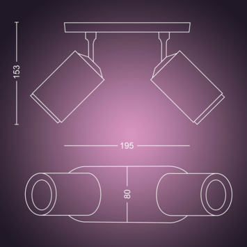 Philips Hue opbouwspot Fugato wit2x 5.7W wit
