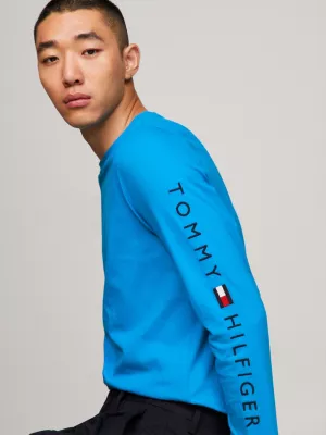 Camiseta de manga comprida com logo e corte justo