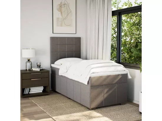 Sommier à lattes de lit avec matelas Taupe 90x190 cm Tissu