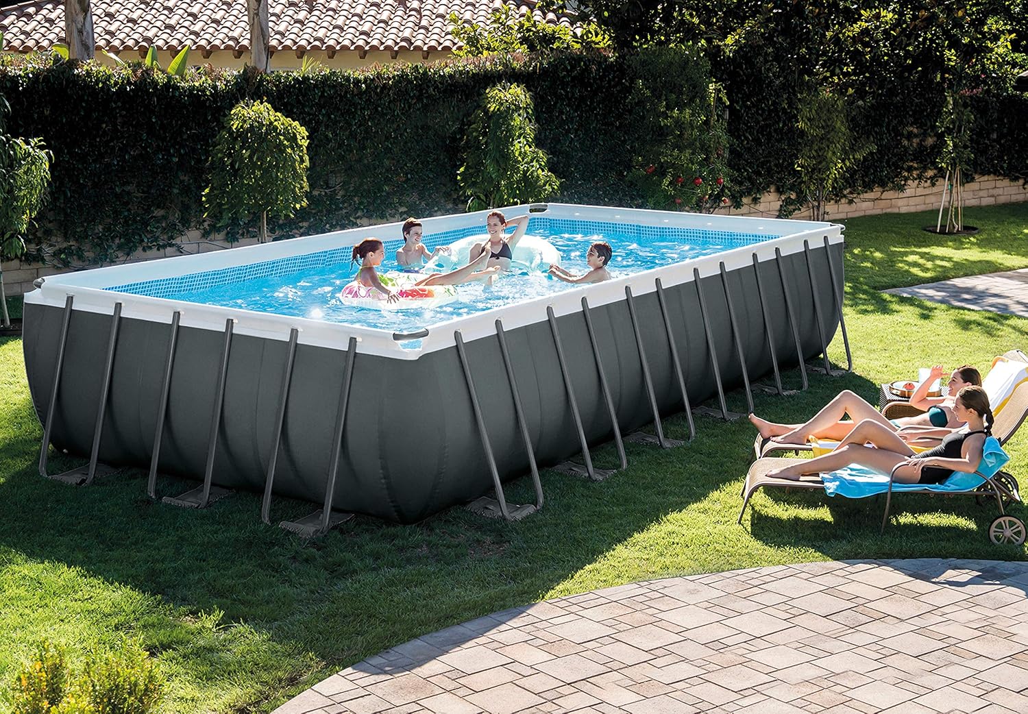 Intex Ultra Frame Rectangular Pool Set, blau/grau, 732 x 366 x 132 cm, 31,81 L, 28362GN
