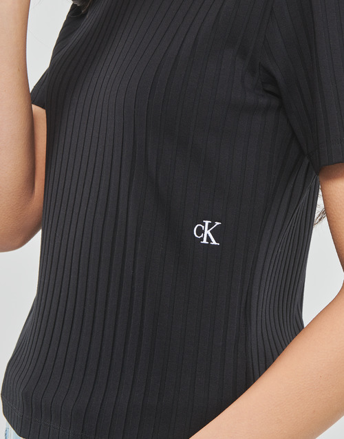 Calvin Klein Jeans - RIB SHORT SLEEVE TEE - Noir