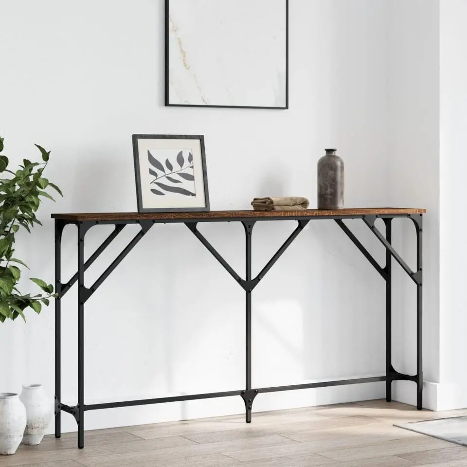 vidaXL - Consoletafel - Bruin eiken - Bewerkt hout - 140x23x75 cm