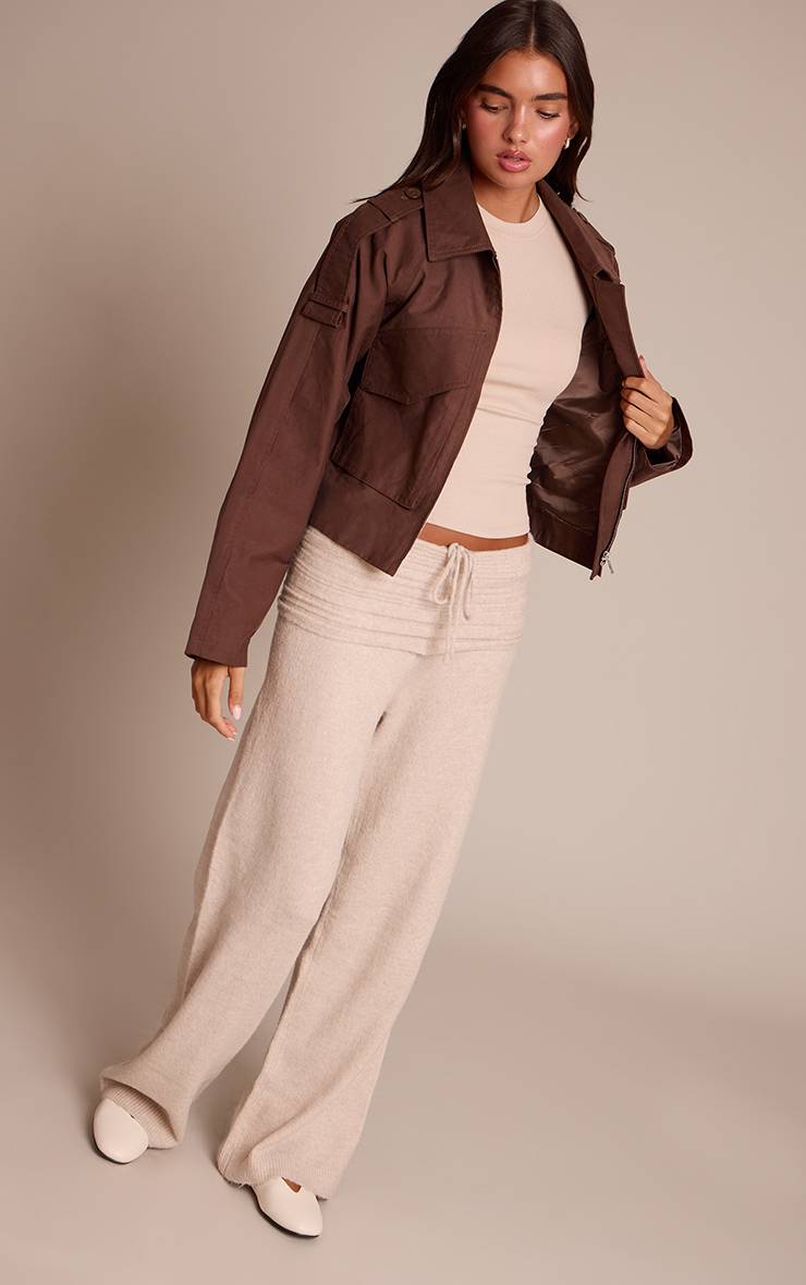 Avoine Pantalon En Maille Côtelée Souple À Taille Repliée