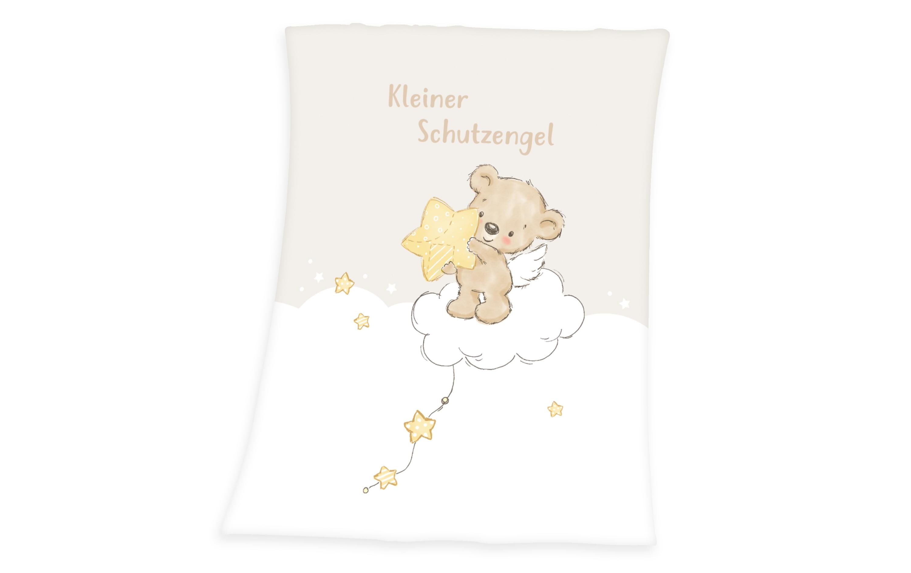 Kuscheldecke Kleiner Schutzengel 75 x 100 cmMicrofaser-Flauschdecke für Babys
