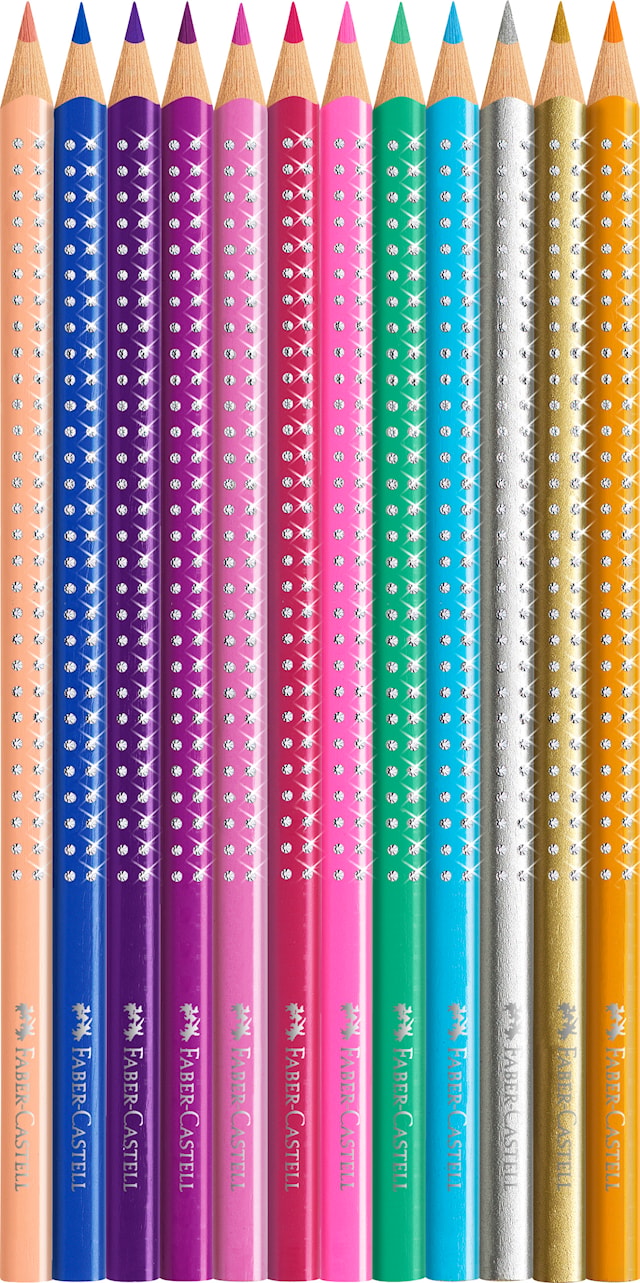 Fargeblyanter Sparkle i metallboks 12 stk FSC Faber-Castell
