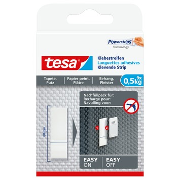 Tesa kleefstrip behang en pleisterwerk 0,5 kg 9 stuks