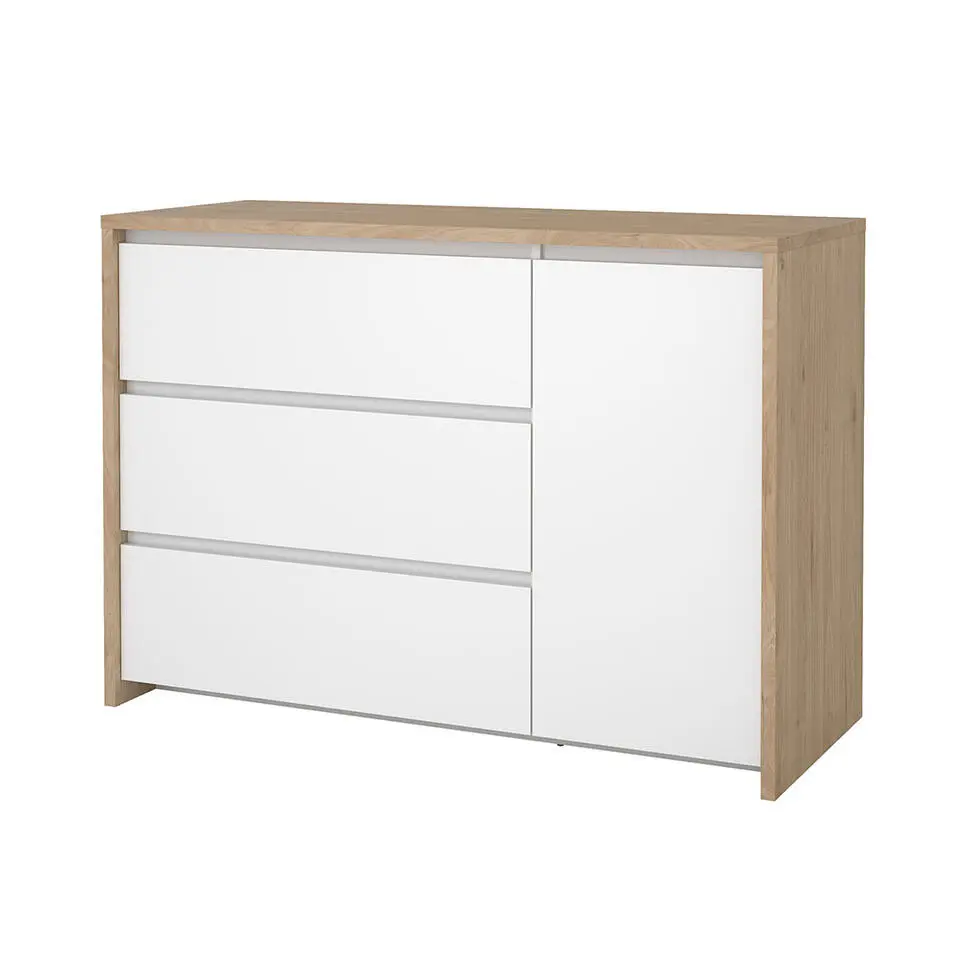 Hioshop Next kommode 1 deur 3 lades hoogglans wit