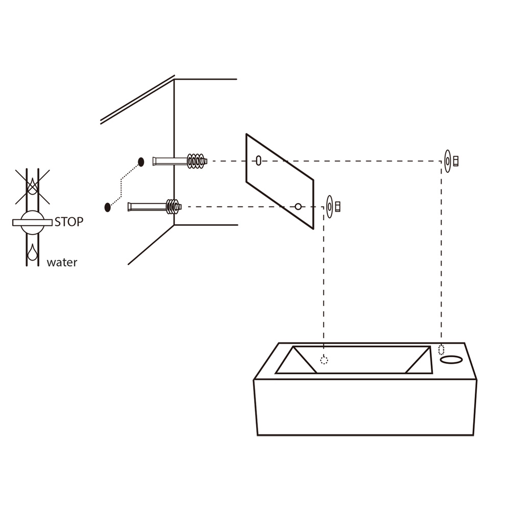 Differnz Force fonteinset beton met frame en rechte kraan mat zwart