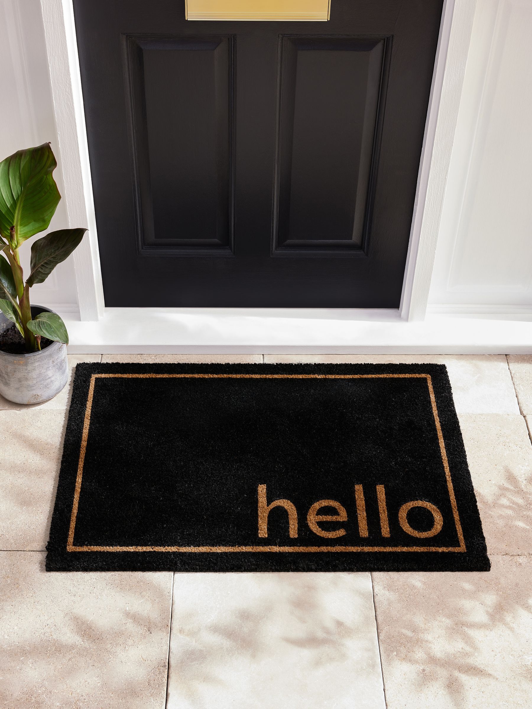 Hello Slogan Coir Doormat