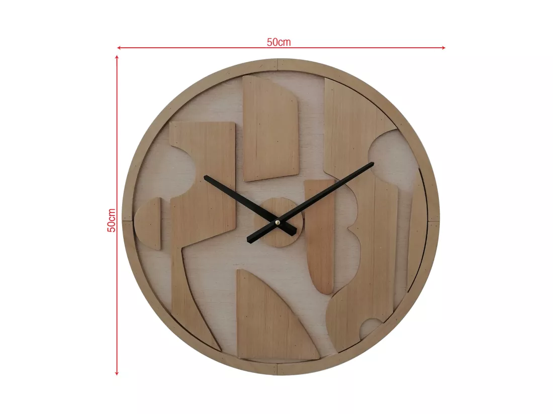 Horloge Murale Ronde Marron avec Cadran Sculpté