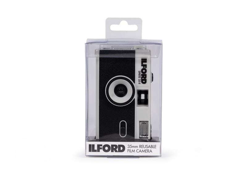 Ilford Analogkamera Sprite 35-II Black & Silver Kompaktkamera mit Blitz