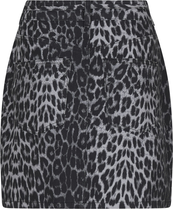Neo Noir Henrietta Leopard Skirt Grey leopard