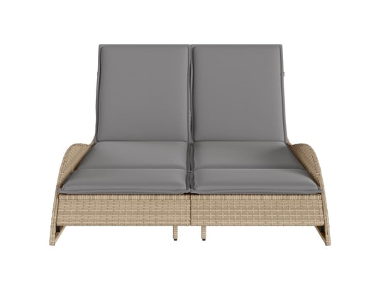 VIDAXL - Bain de soleil Chaise longue avec coussins beige 114x205x73 cm résine tress...