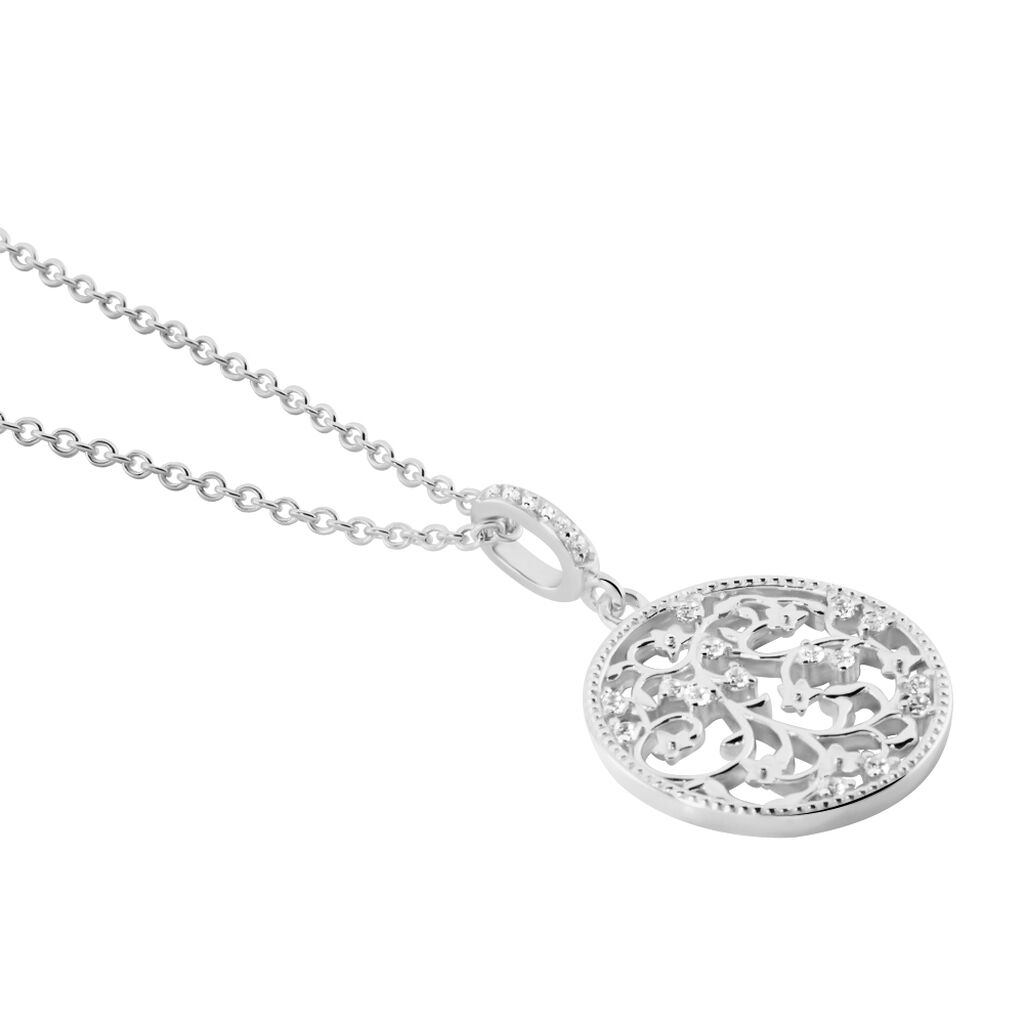 Collier Argent Plantain Oxydes De Zirconium