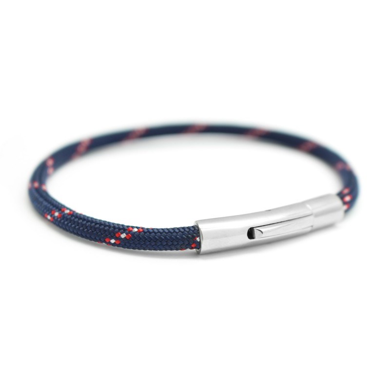 Bracelet cordon rouge et bleu - Acier inoxydable - gravure BEST DAD