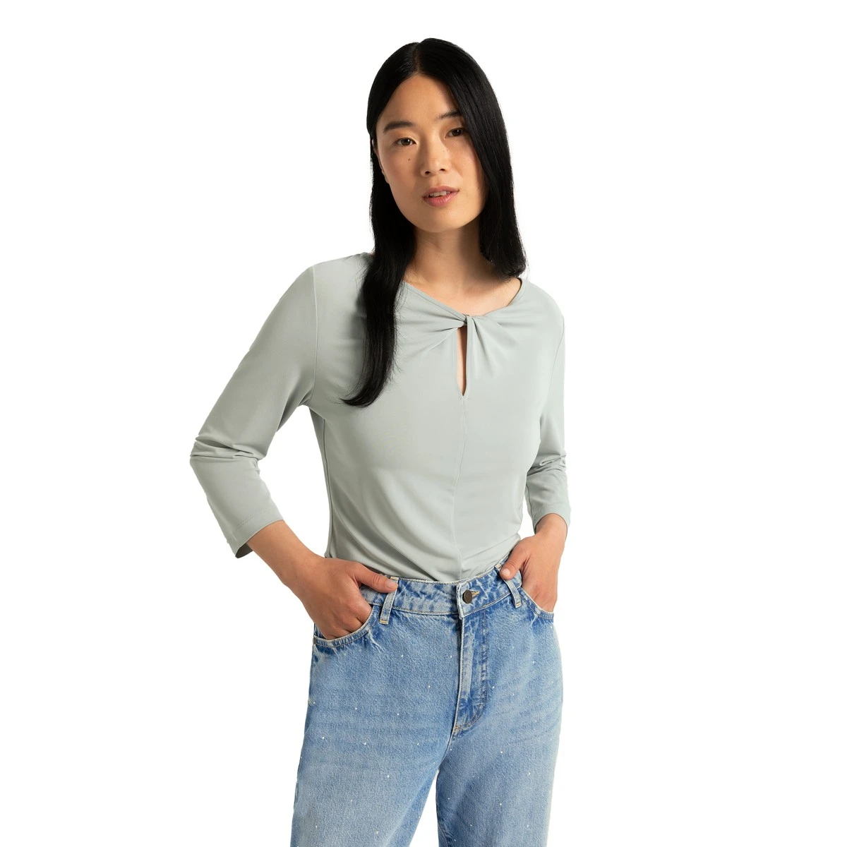 Dames Top 24175 R-hals km lurex