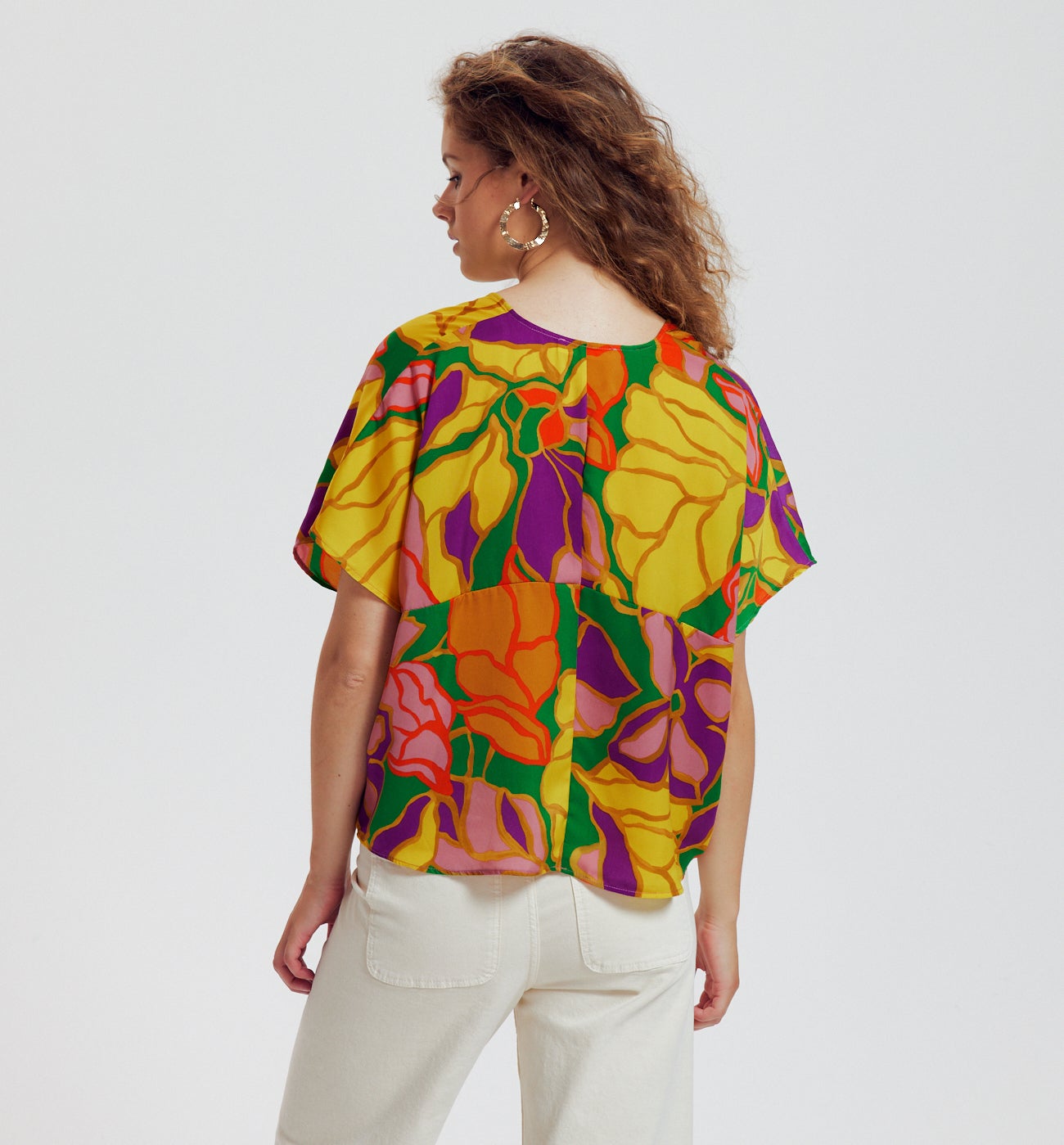 Blouse en satin imprimé Femme - Imprimé multicolore