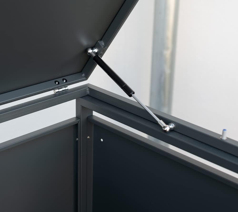 Westmann Metall Mülltonnenbox Kubus 6x240 L Anthrazit Mülltonnen Verkleidung mit Gasdruckfedern Pulverbeschichteter Stahl Wetterfest & langlebig Klappdeckel & Flügeltüren