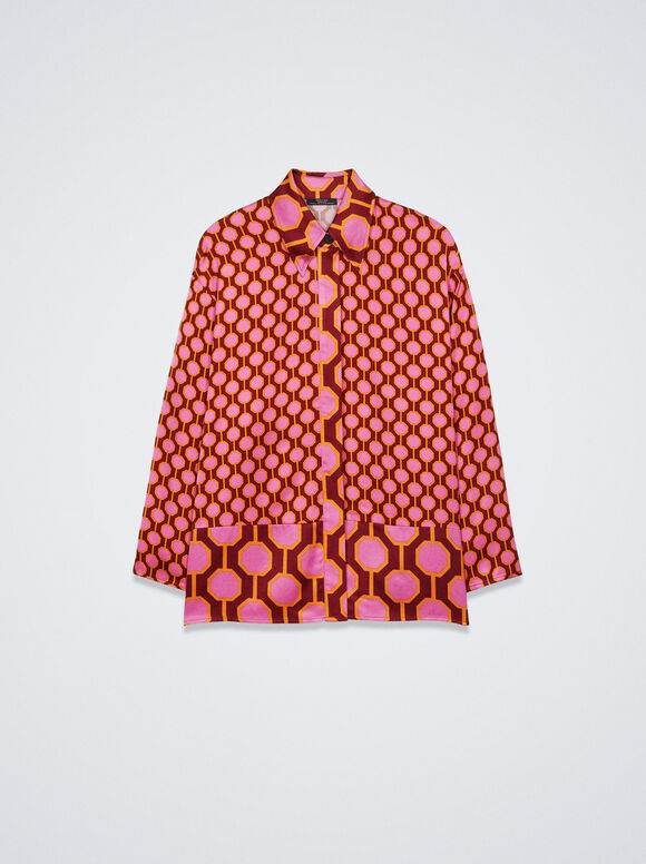 Camisa de cetim estampada - Rosa