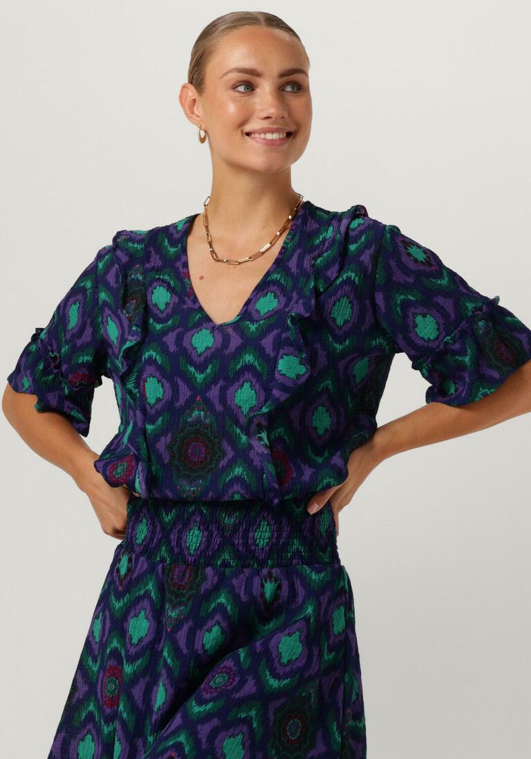 ALIX THE LABEL paarse alix the label top ladies woven ikat ruffle top