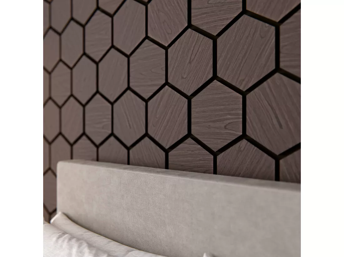 Lot de 2 Panneaux Hexagonaux H. 76 cm L. 62 cm - Noyer Feutre Noir