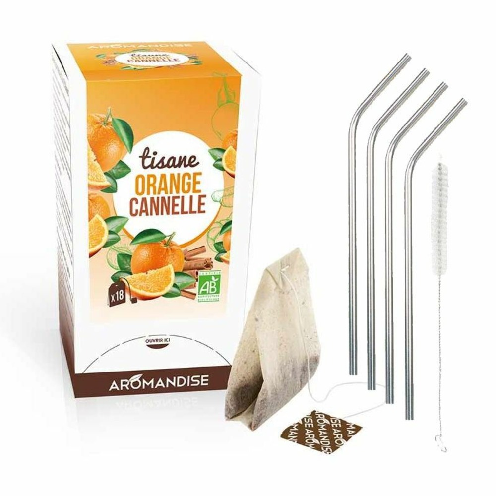 Tisane orange et cannelle bio 20 sachets + 4 pailles inox