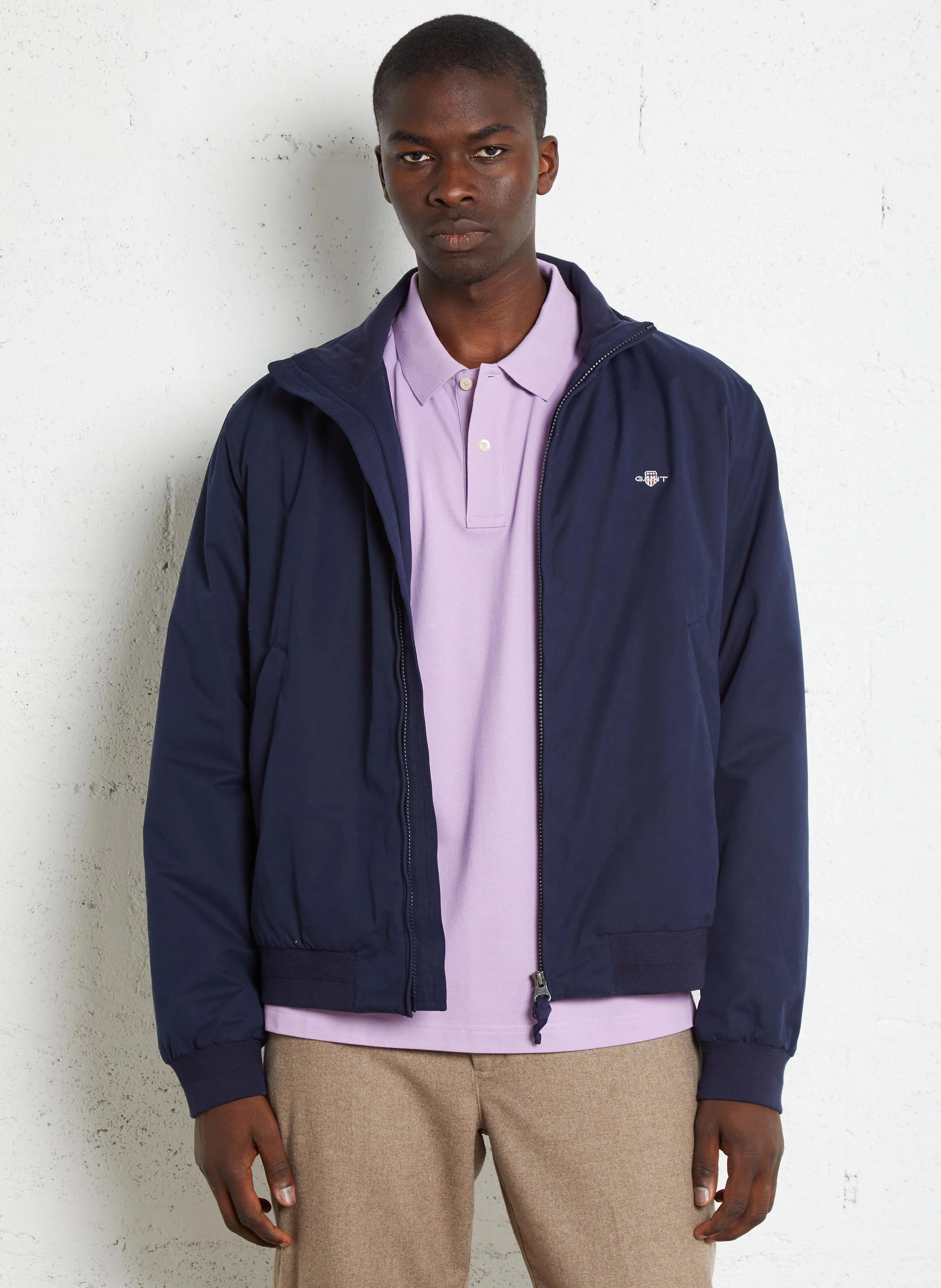Veste droite à col montant| Bleu