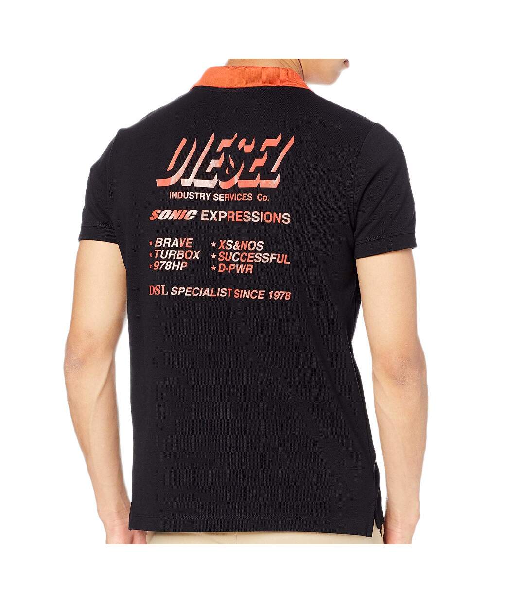 Polo Noir/Orange Homme Diesel Maglietta
