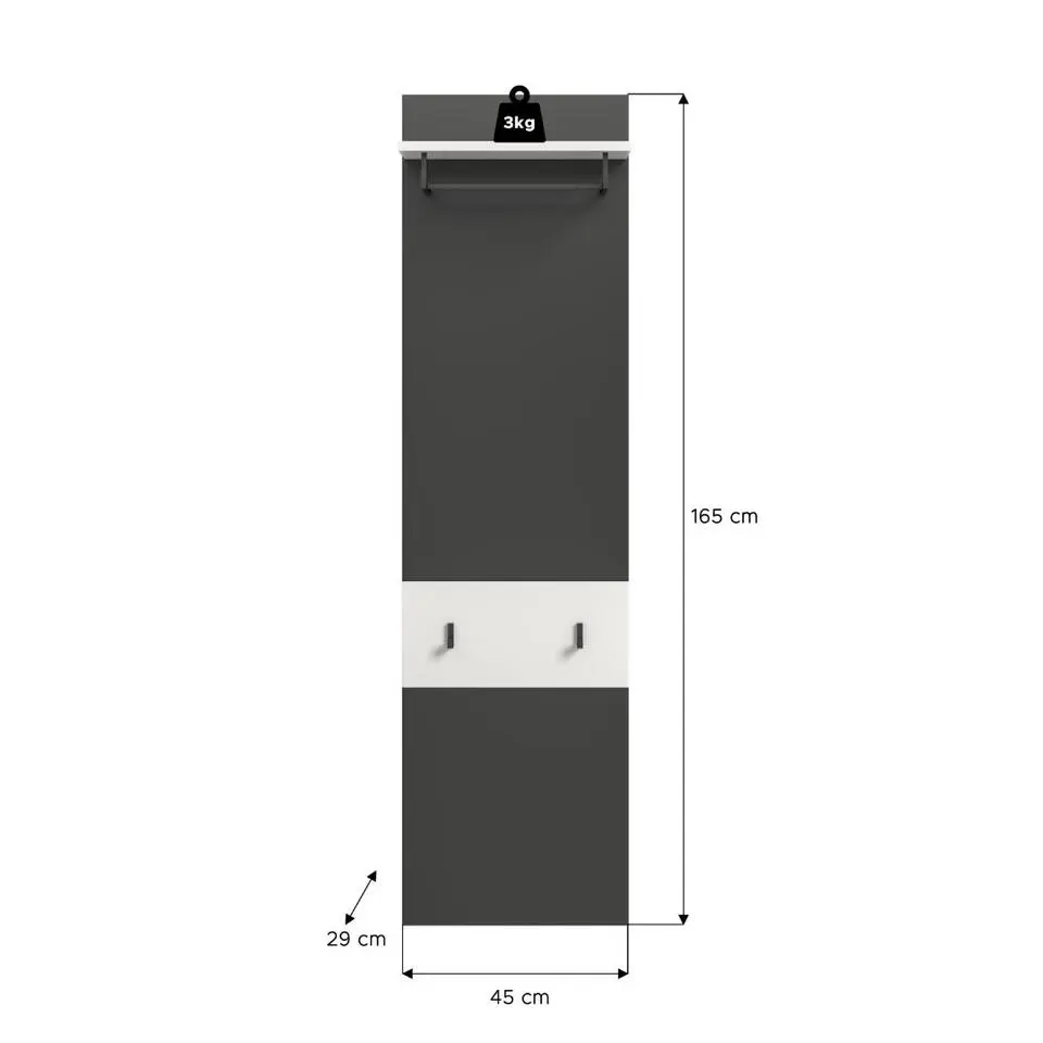 Hioshop Canu kapstok 2 haken wit- grijs