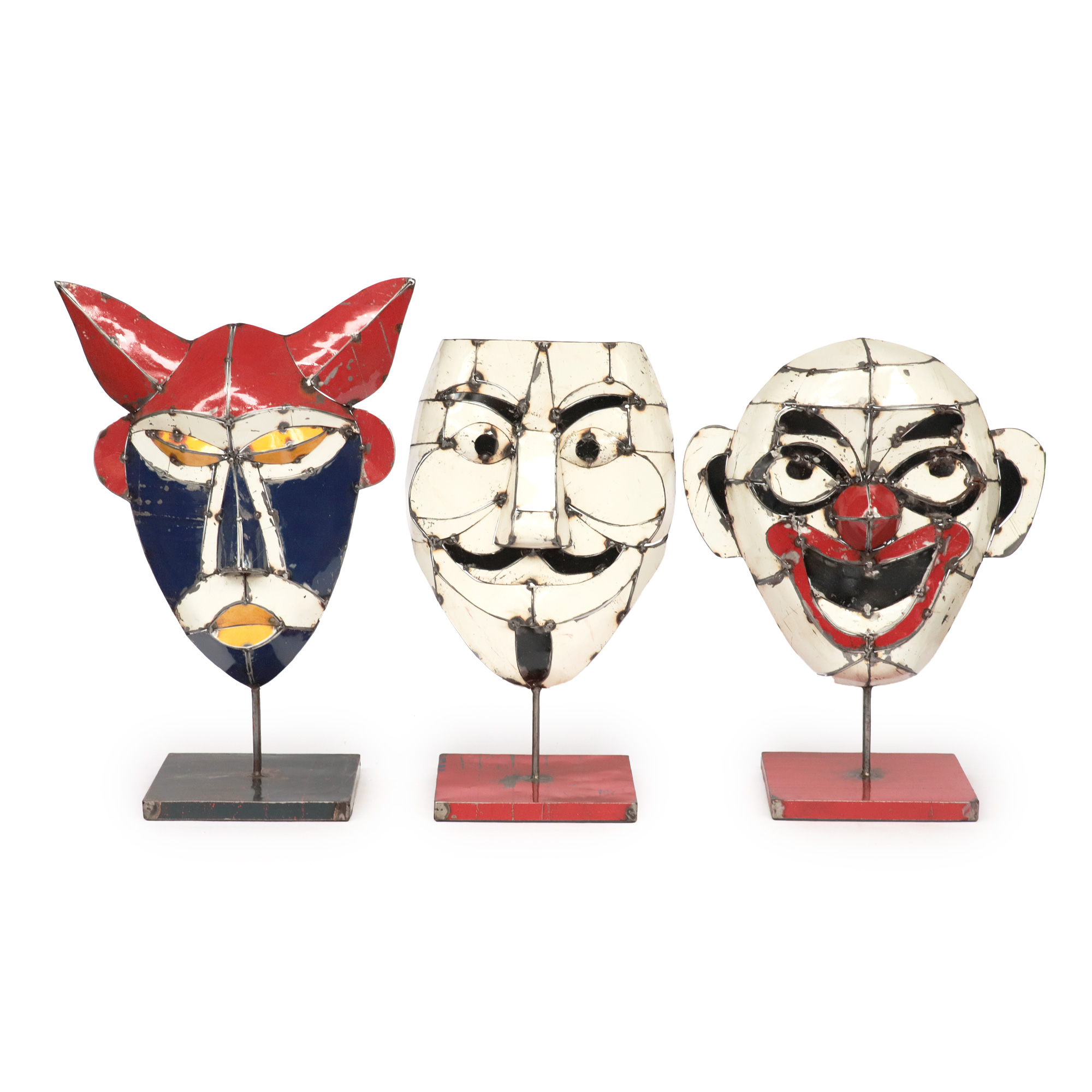 Maske 'Clown' aus Ölfässern, multicolor, H 54 cm, B 42 cm von fischer's lagerhaus