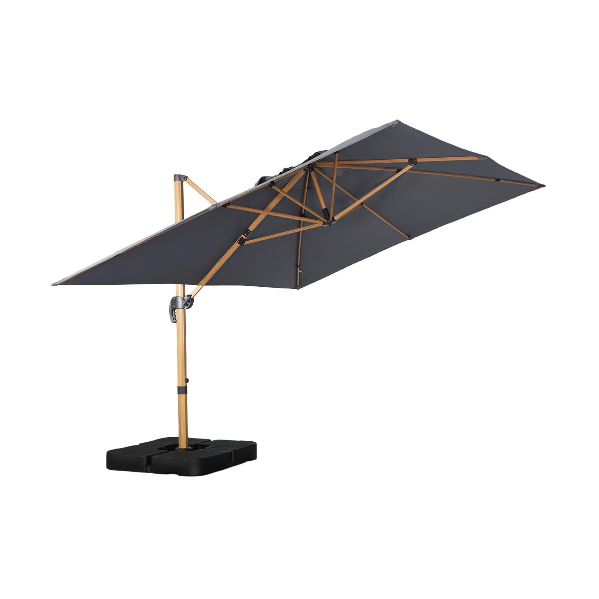 sweeek - Rechthoekige zweefparasol 4x3m mast met houteffect +