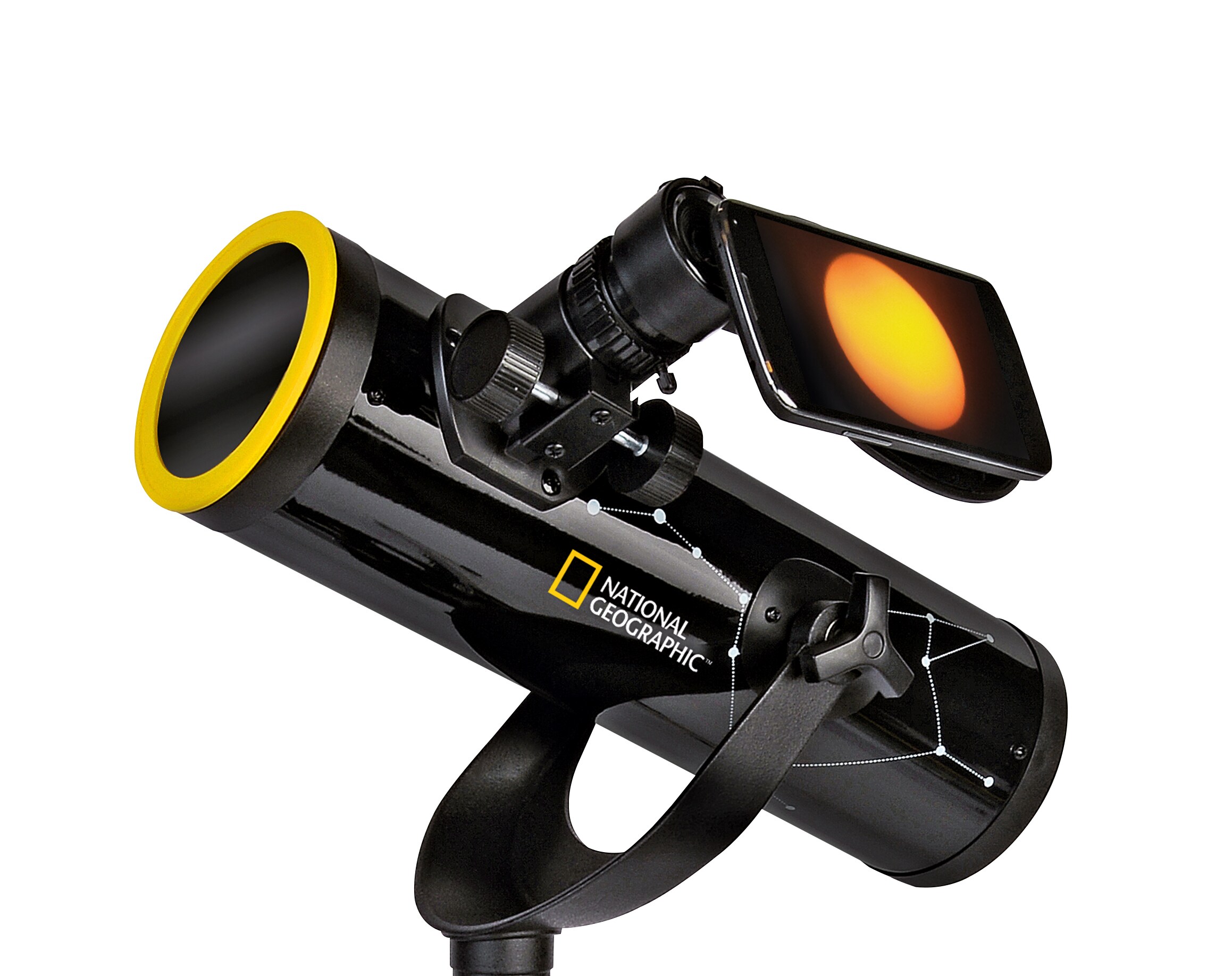 NATIONAL GEOGRAPHIC 76/350 Teleskop mit Sonnenfilter und Smartphone-Halter