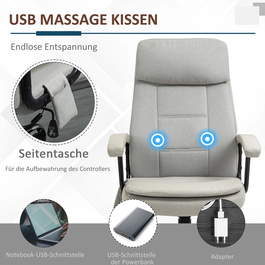 Vinsetto Bürostuhl  mit Massagefunktion beige