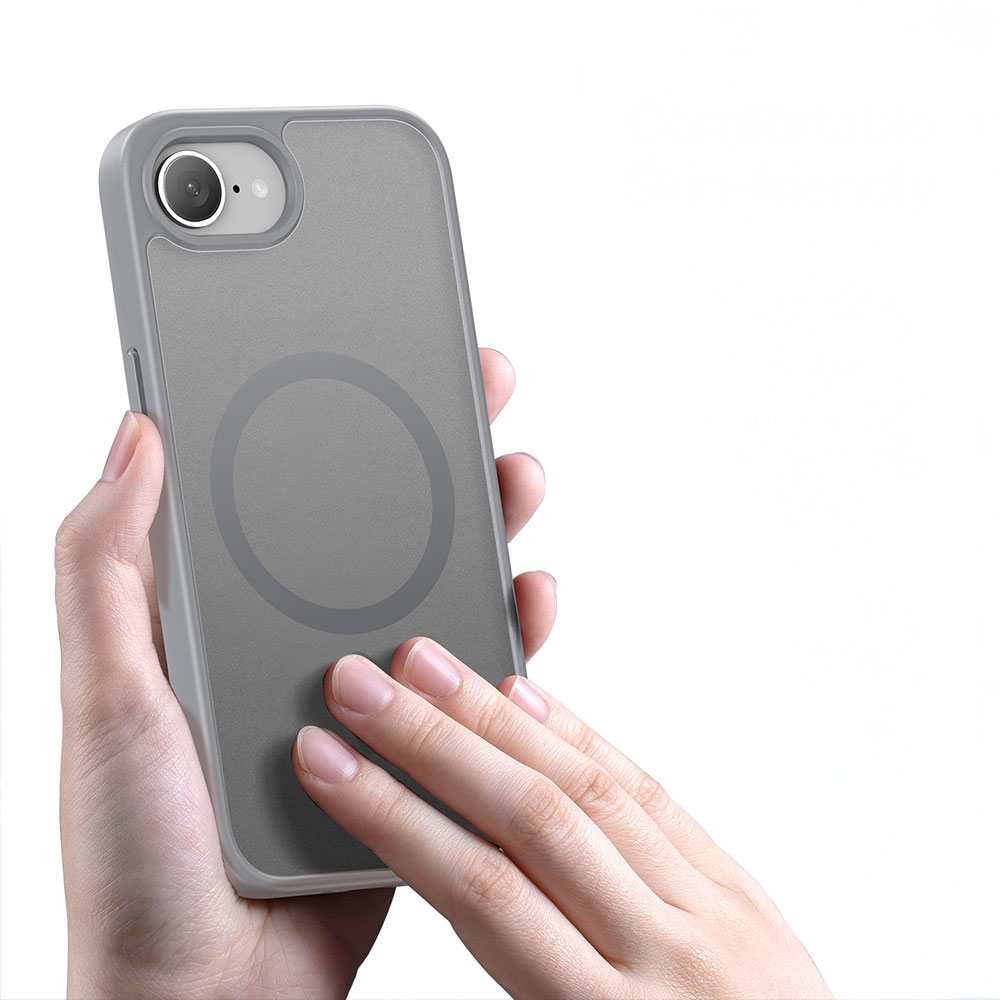iPhone 16e MagSafe Hybrid Hardcase Hülle mit TPU Bumper - Grau