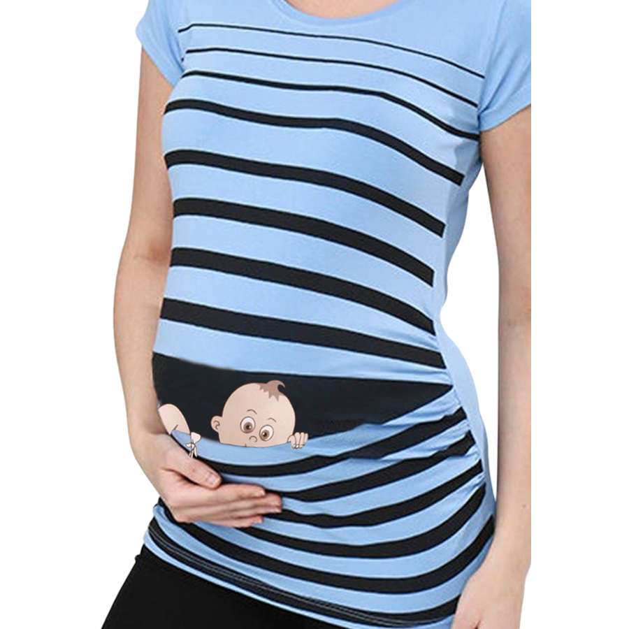 M.M.C. Umstandsshirt Baby Flucht mit Motiv Babyblau
