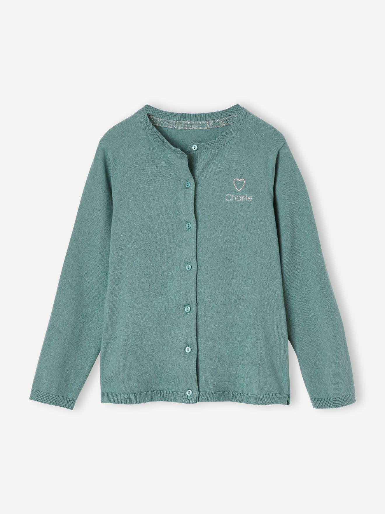 Casaco verde de tricô para meninas