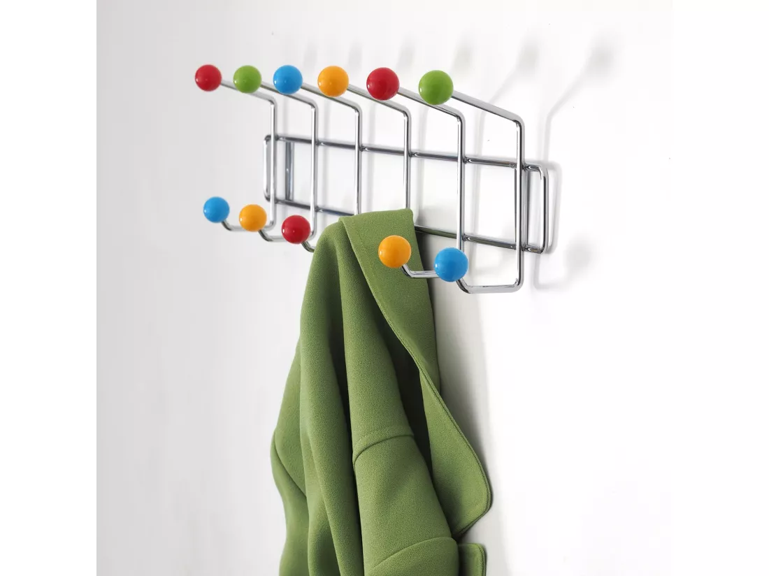 PORTE-MANTEAU Balle de couleur 12 crochets, boules colorées Argent