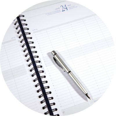 Exacompta Time 29W - Agenda 2025 - 1 jour par page - reliure à anneaux métalliques - bureau - A4 - toilé - bleu