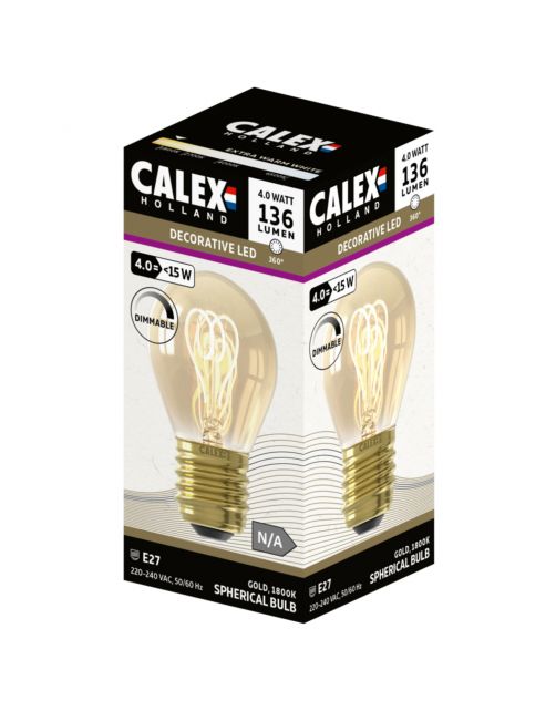 Calex Led Globe Goud Flex Filament E27 4w 136lm - Lichtbron -